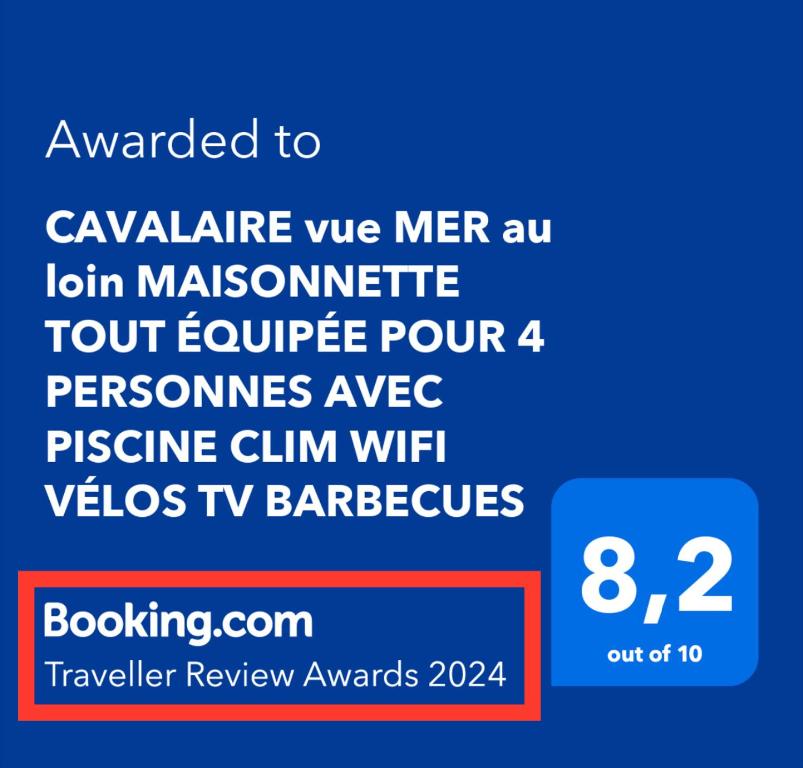 CAVALAIRE vue MER au loin MAISONNETTE TOUT ÉQUIPÉE POUR 4 PERSONNES AVEC PISCINE CLIM WIFI VÉLOS TV BARBECUES